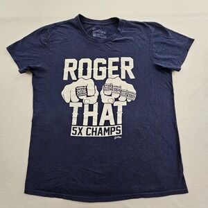 NE Patriots 5X Champs Roger That Sully's Blue Short Sleeve T-Shirt Men's L